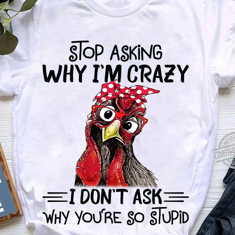 Stop asking why I'm crazy I don't ask why you're so stupid - Grumpy chicken
