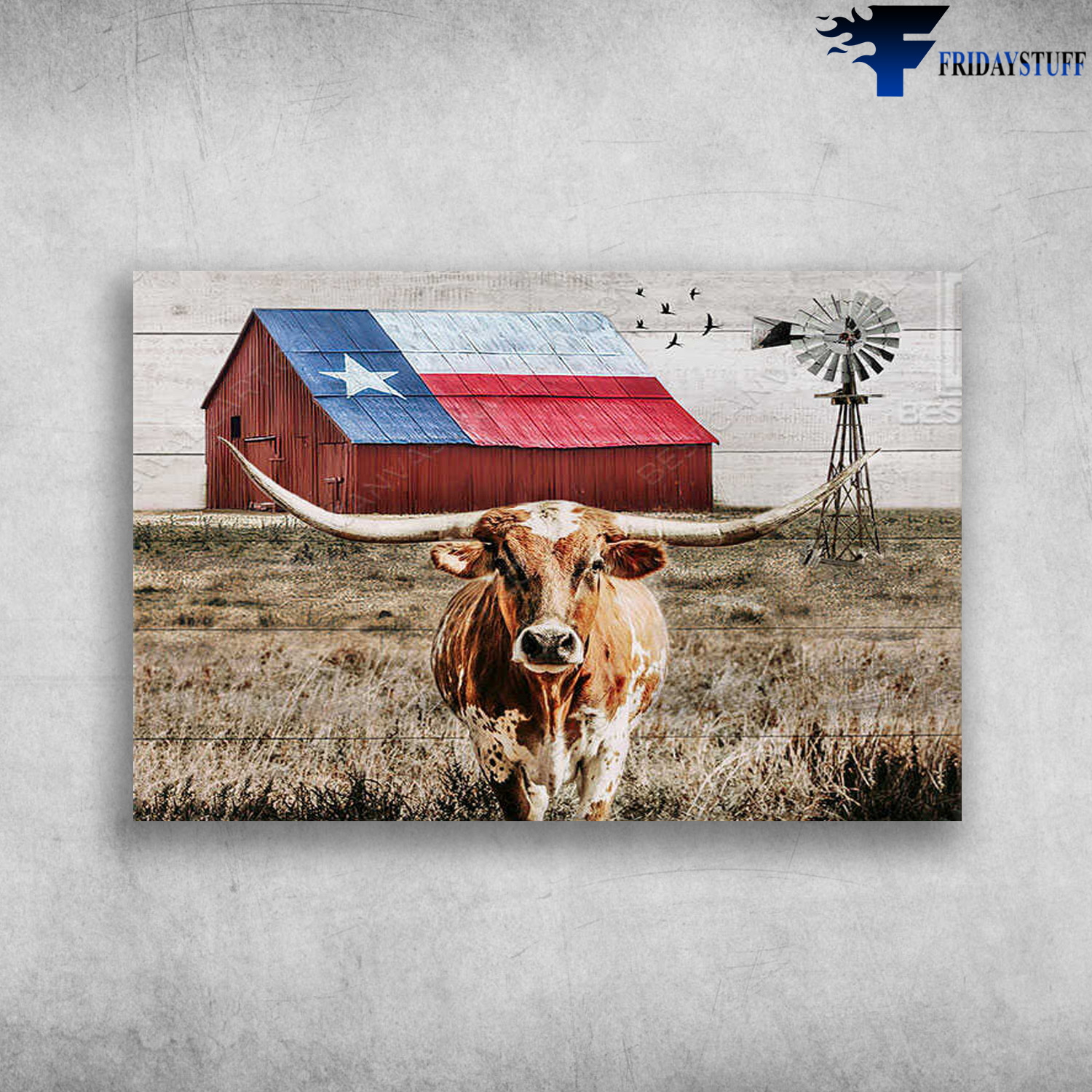 Texas Barn With Windmill Framed, The Cow