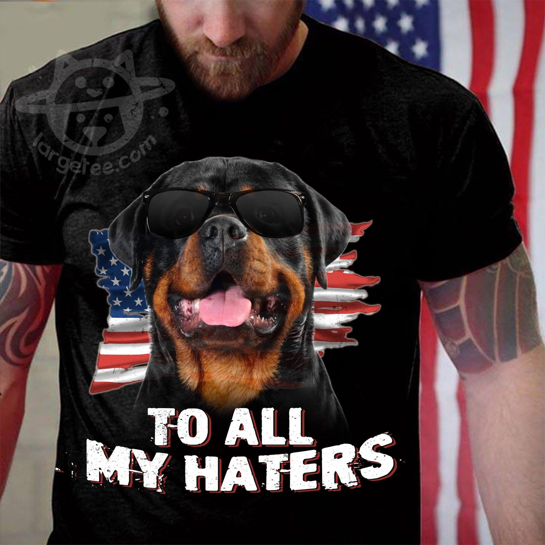 To all my haters - Rottweiler and America flag