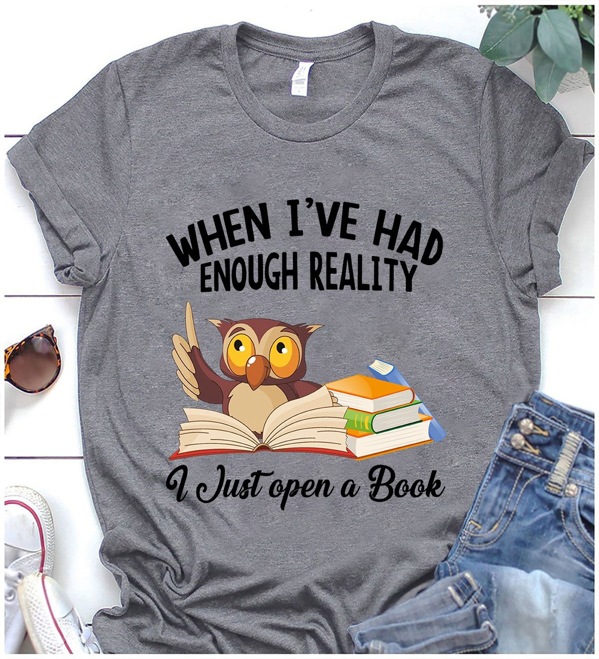 When I've had enough reality I just open a book - Owl reading books