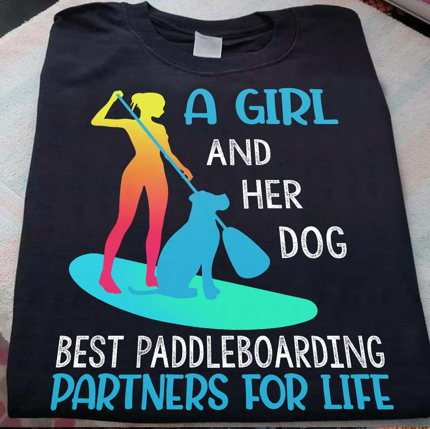 A girl and her dog best paddleboarding partners for life - Girl and dog