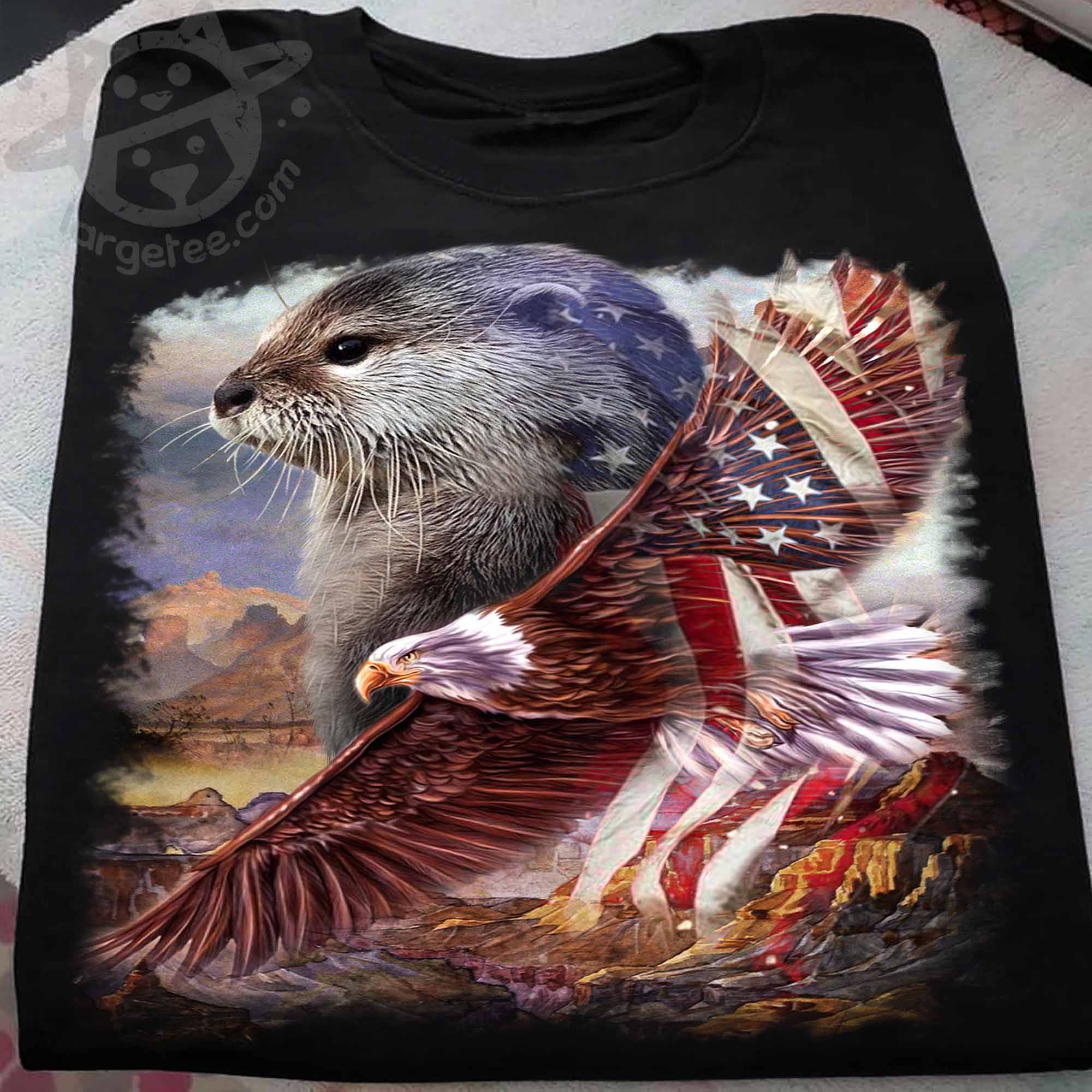 America beaver and eagle symbol of America - America flag
