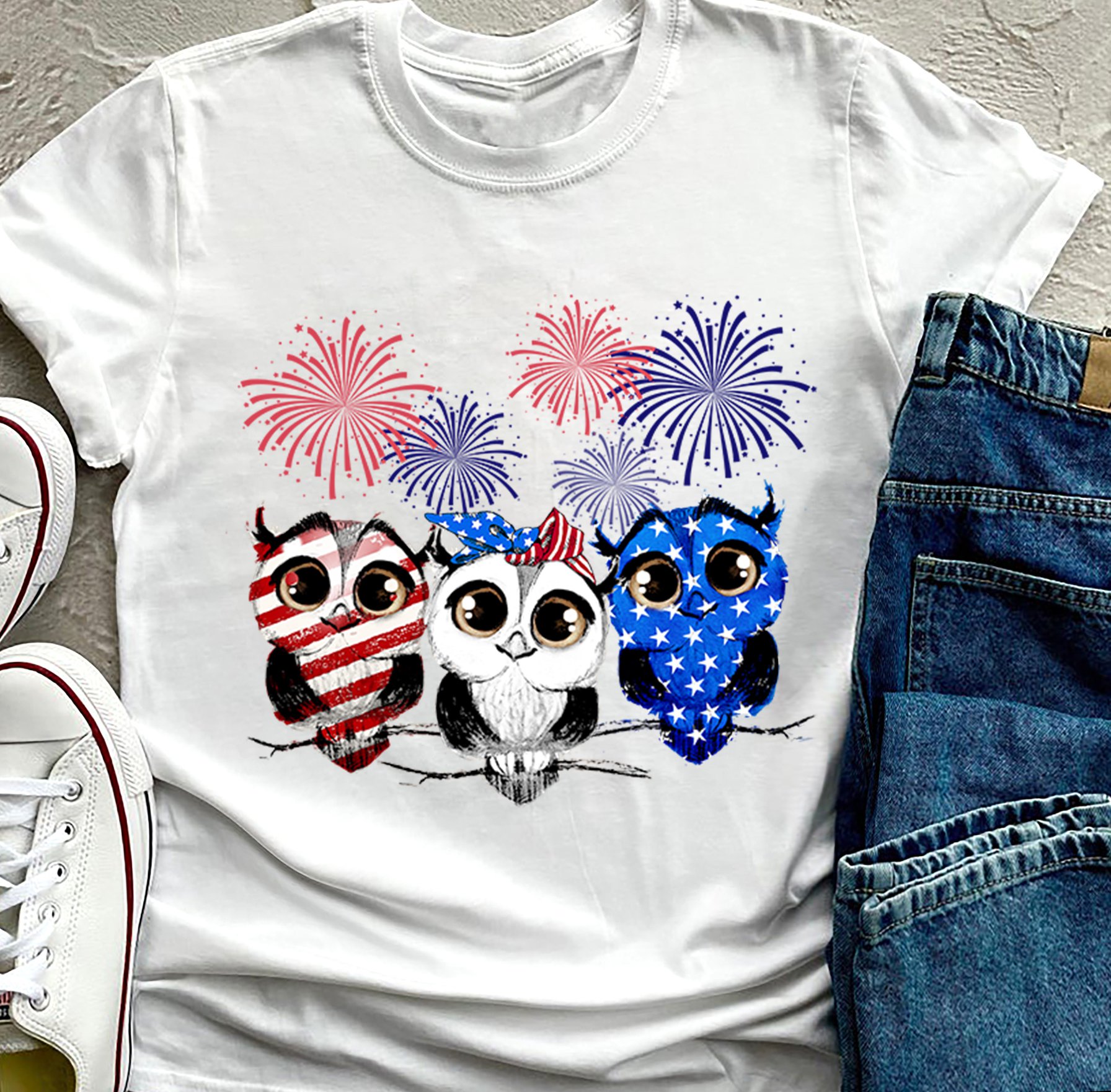 America flag and owl - Owl lover