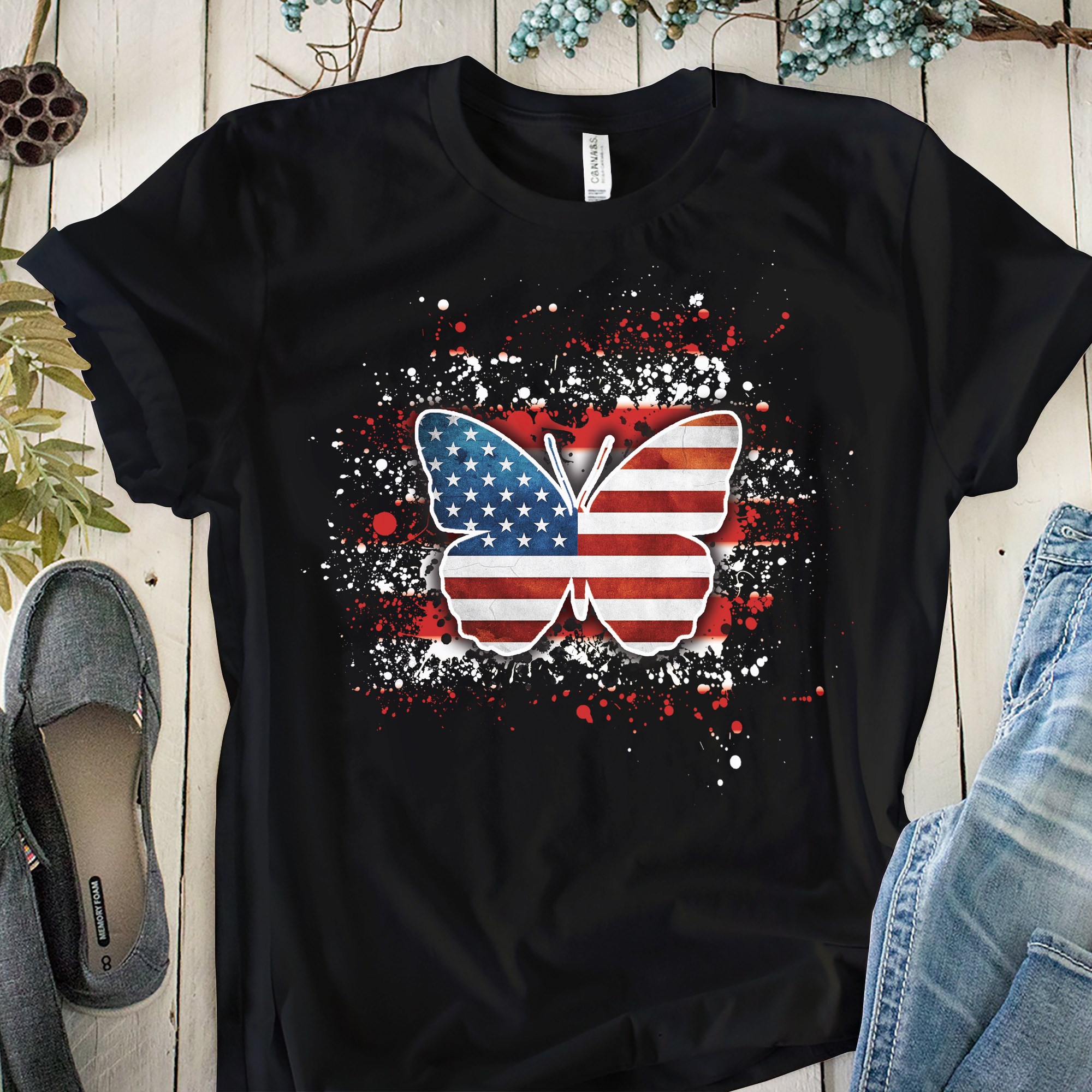 America flag, butterfly lover - Independence day