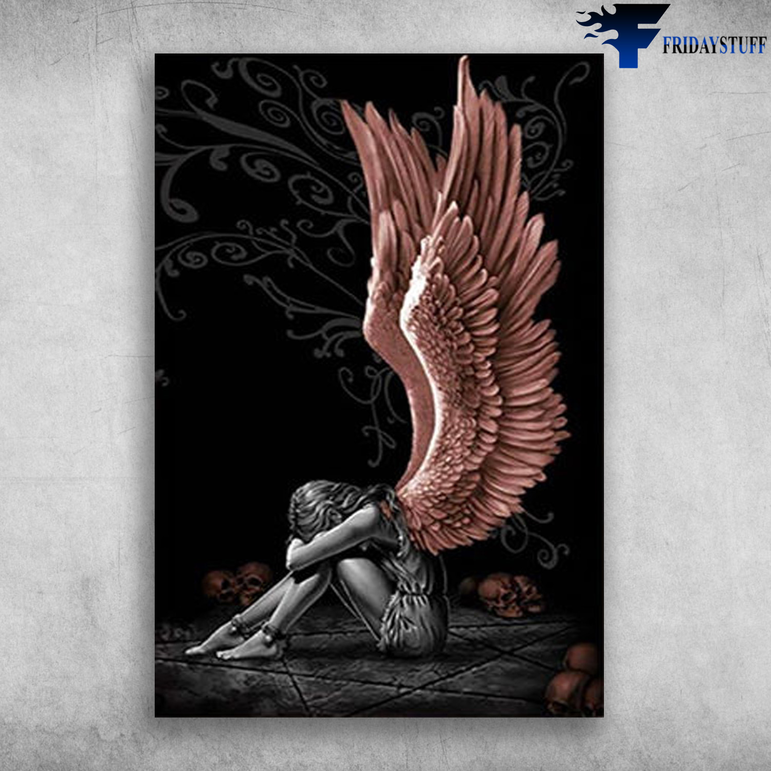 Angels Demons Diamond Gray Character, Poster Mosaic Wall Diamond Art, Picture Home Decoration