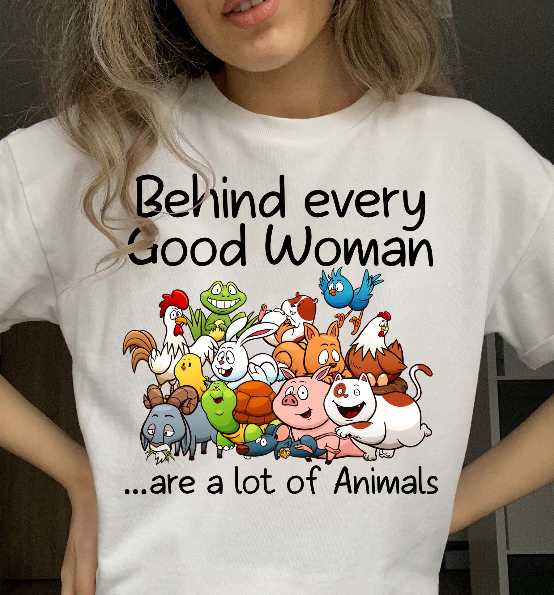 Behind every good woman are a lot of animals - Woman loves animal