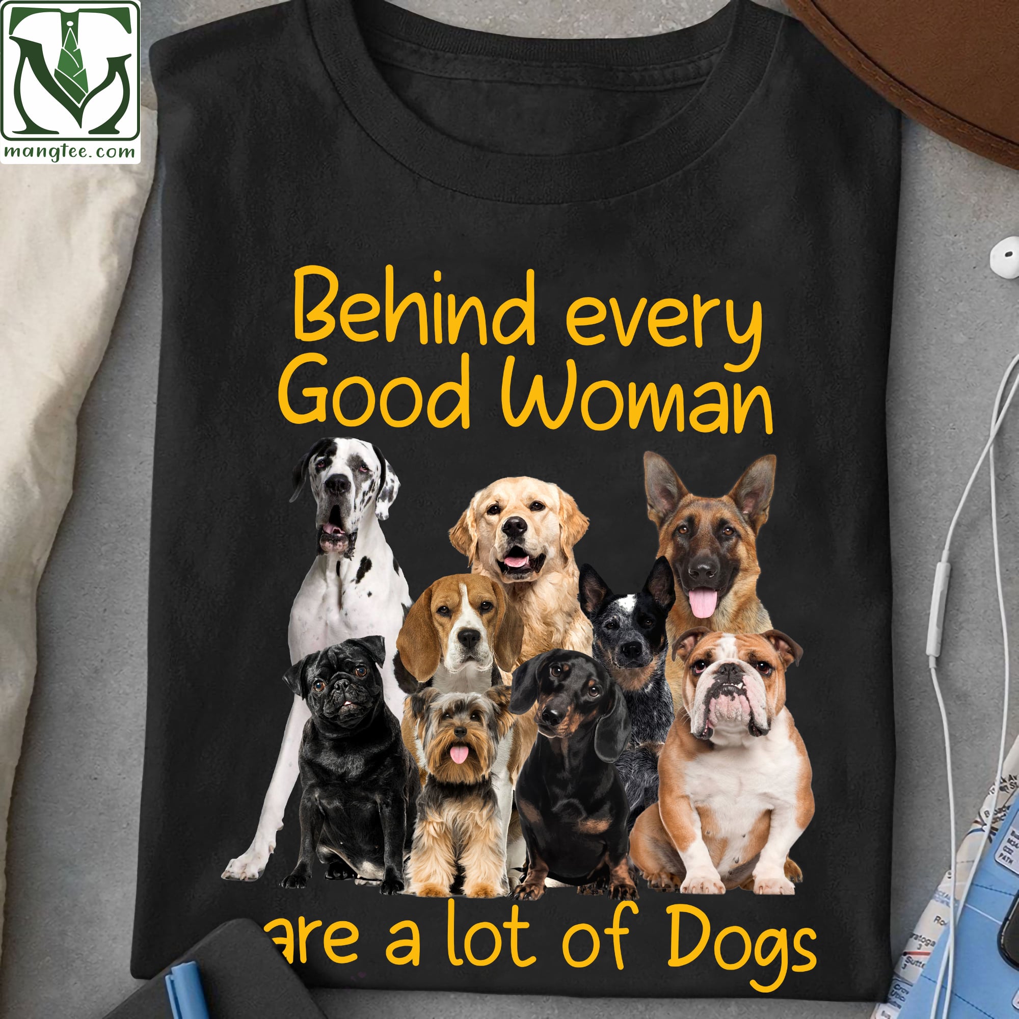 Behind every good woman are a lot of dogs