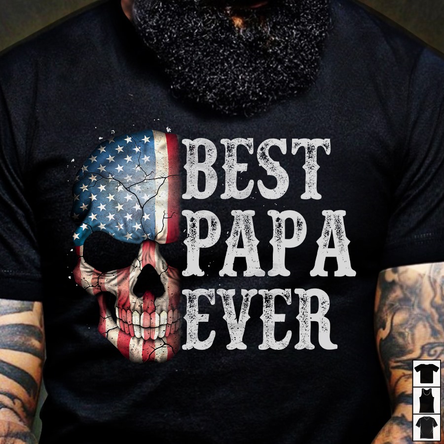Best papa ever - Evil skullcap, America flag