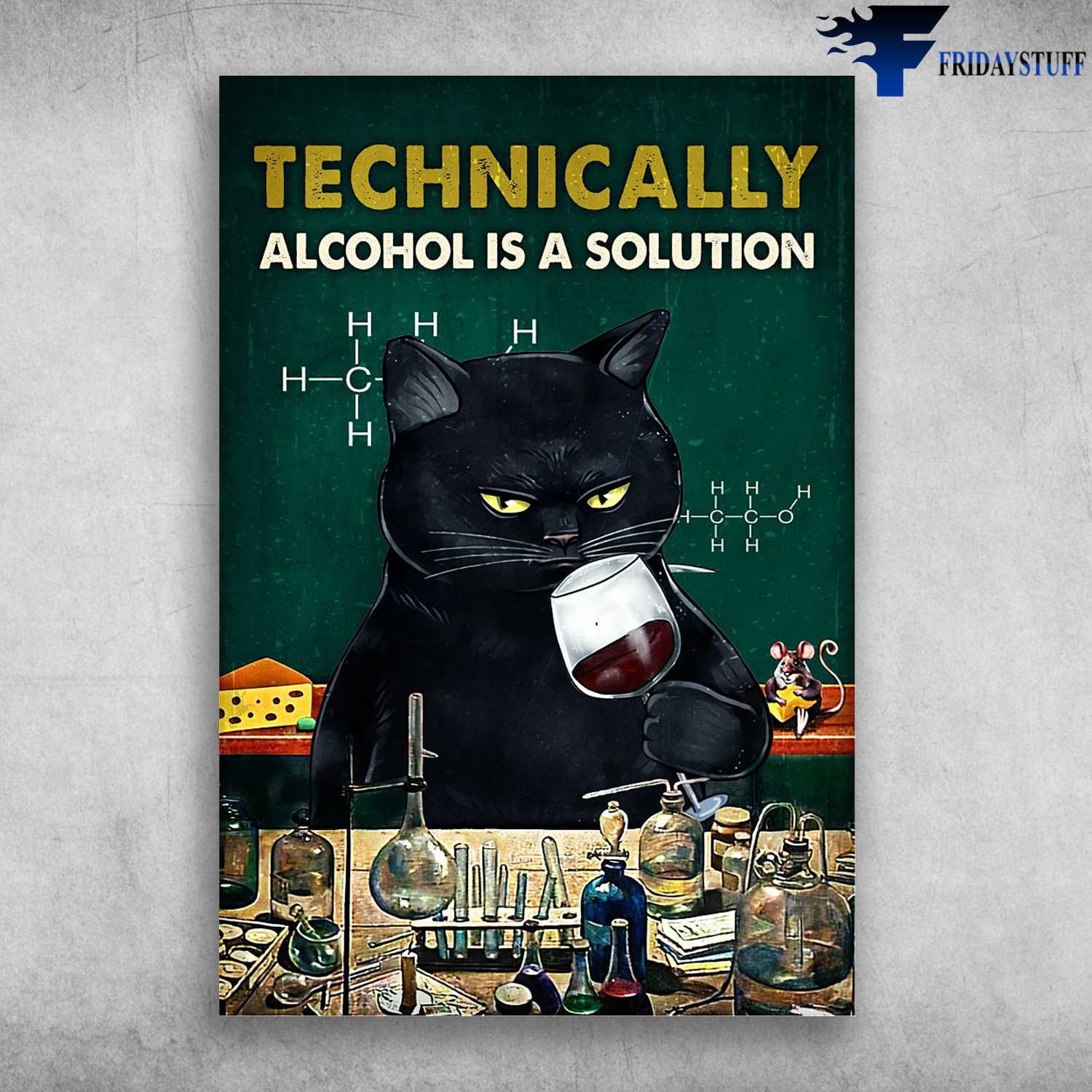 Black Cat Drink Wine - Technically, Alcohol Is A Solution, chemistry