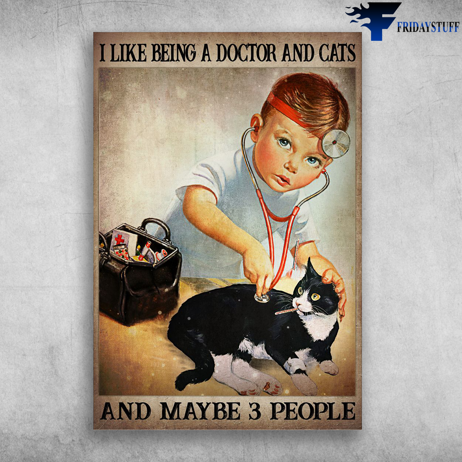 Boy Doctor And Cat - I Like Being A Doctor And Cats, And Maybe 3 People