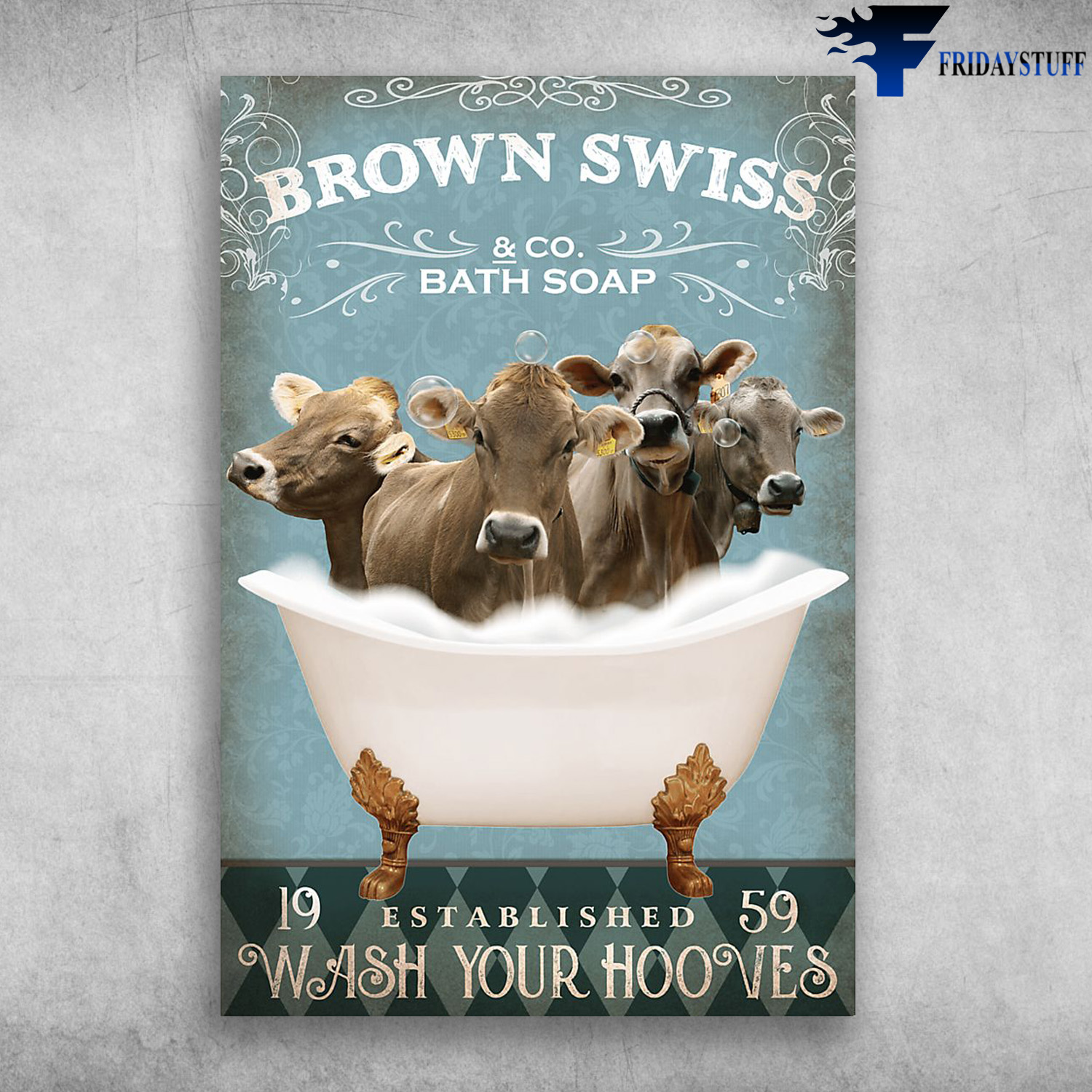 Brown Swiss Cows In Bath Soap - Brown Swiss, CO. Bathsoap, 19 Established 59, Wash Your Hooves