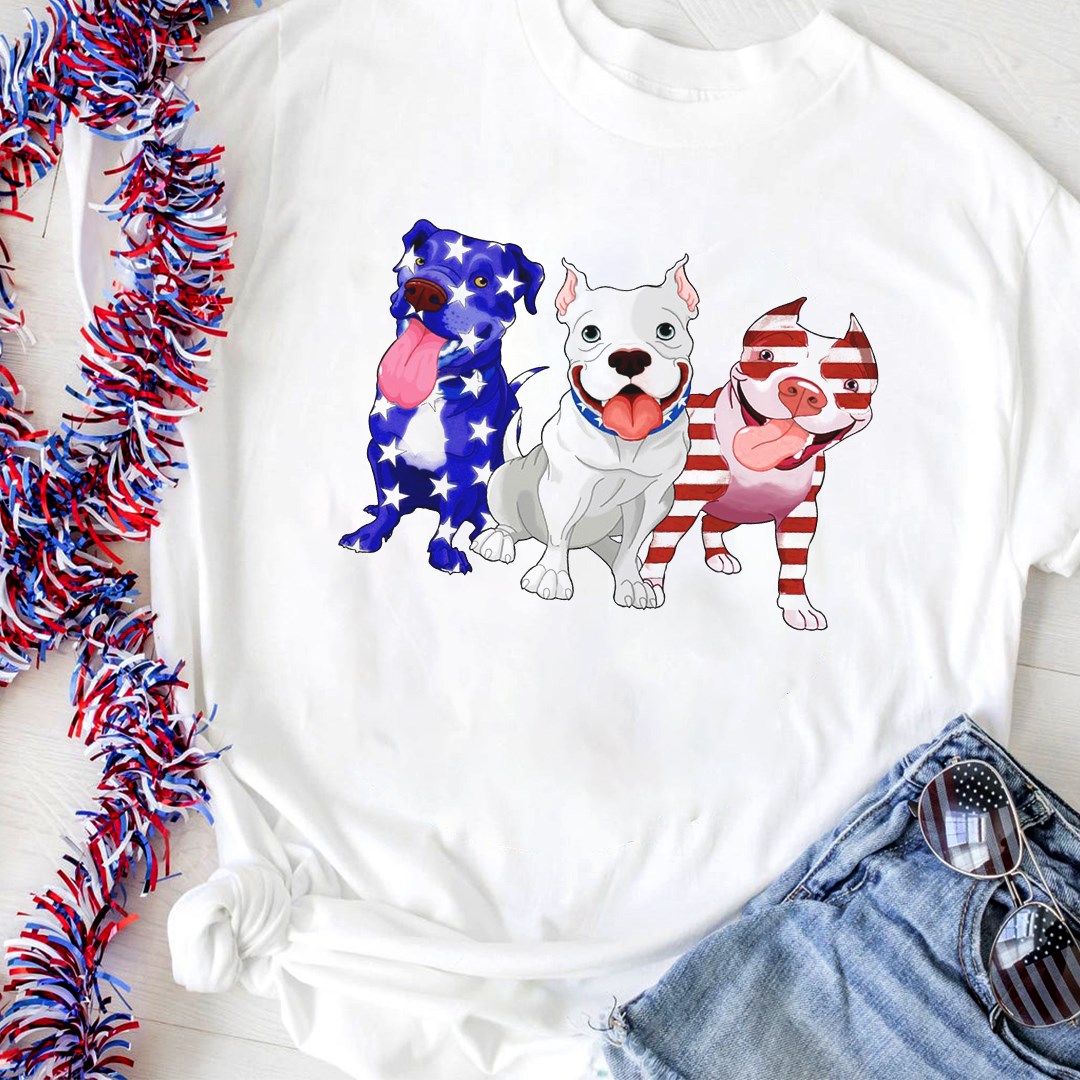 Bull dog lover - America flag, T-shirt for dog lover