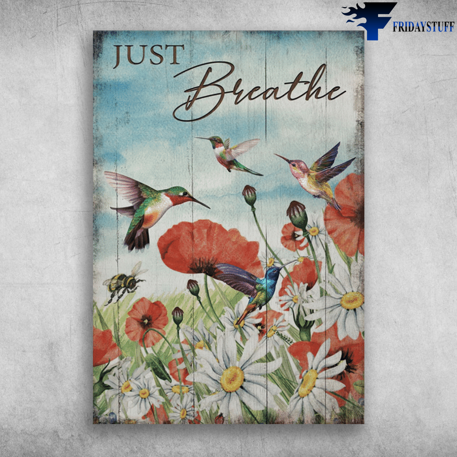 Cardinal Bird, Flower, Bee - Just Breathe