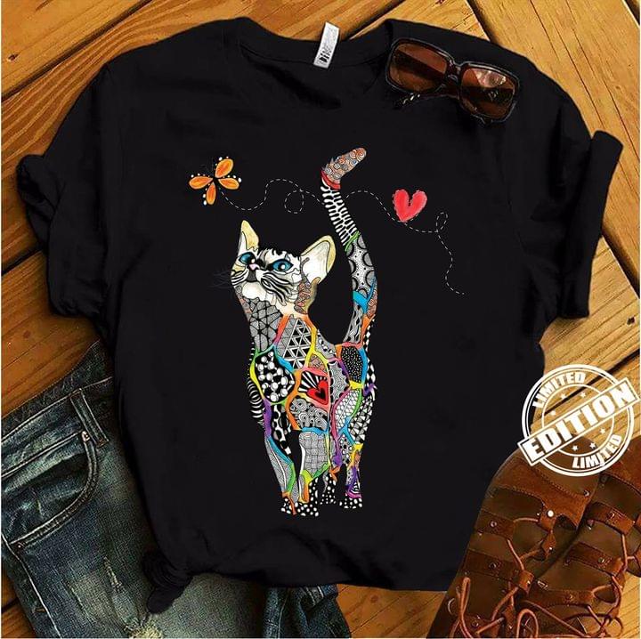 Cat lover, cat and butterflies - Pattern cat