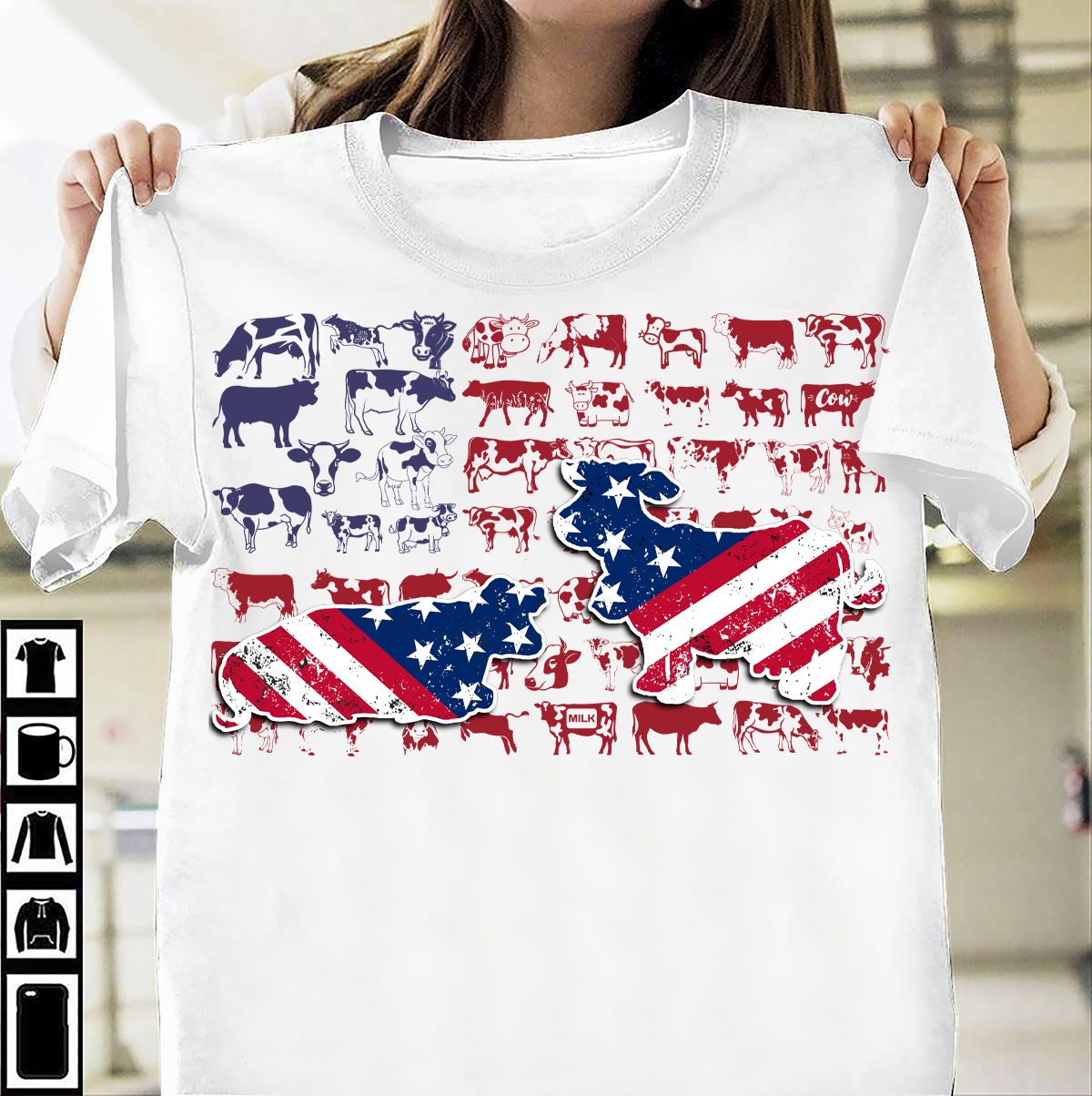 Cow lover, America flag - T-shirt for cow lover
