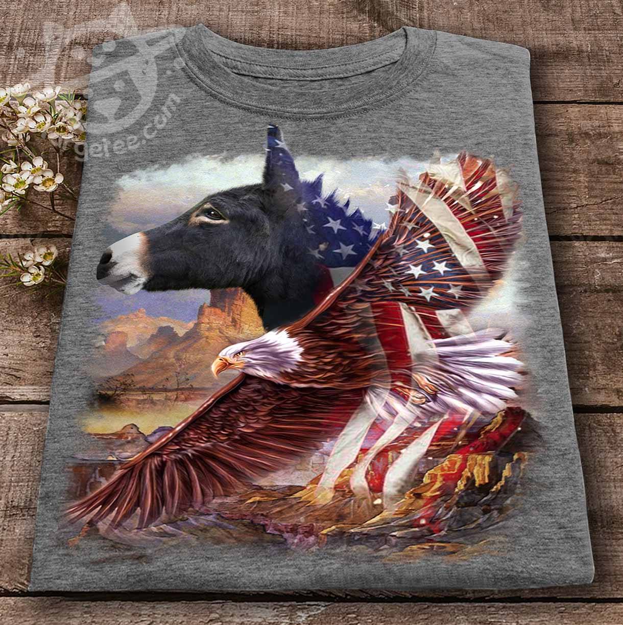 Donkey and eagle the symbol of America - America flag