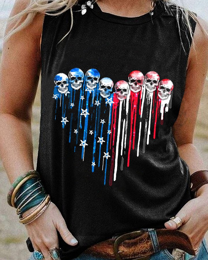 Evil skullcap, America flag - America the heart, independence day