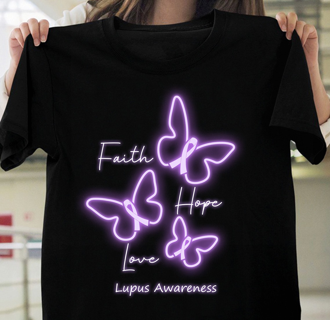 Faith hope love - Lupus awareness, butterflies lover