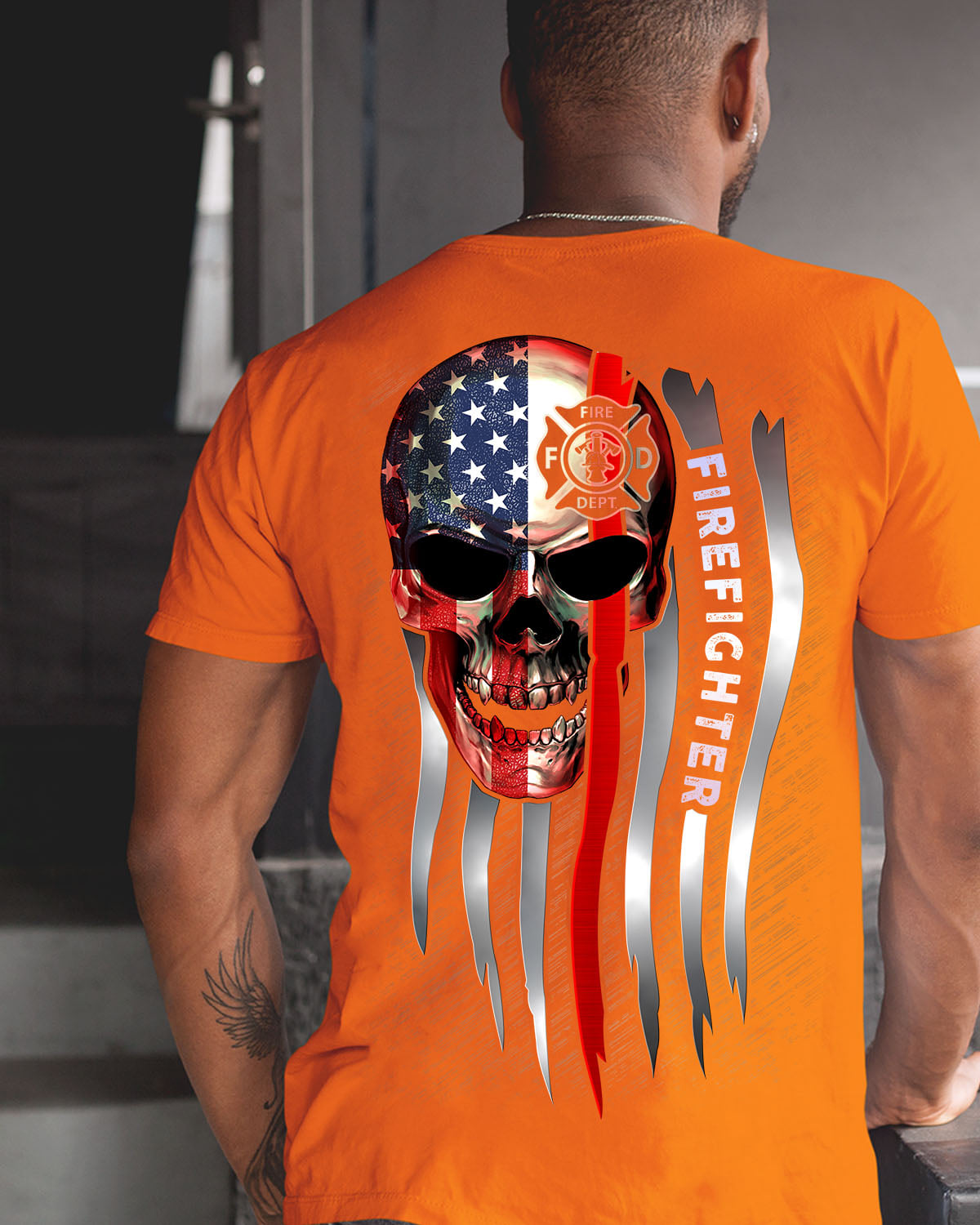 Firefighter the job - America flag, evil skullcap