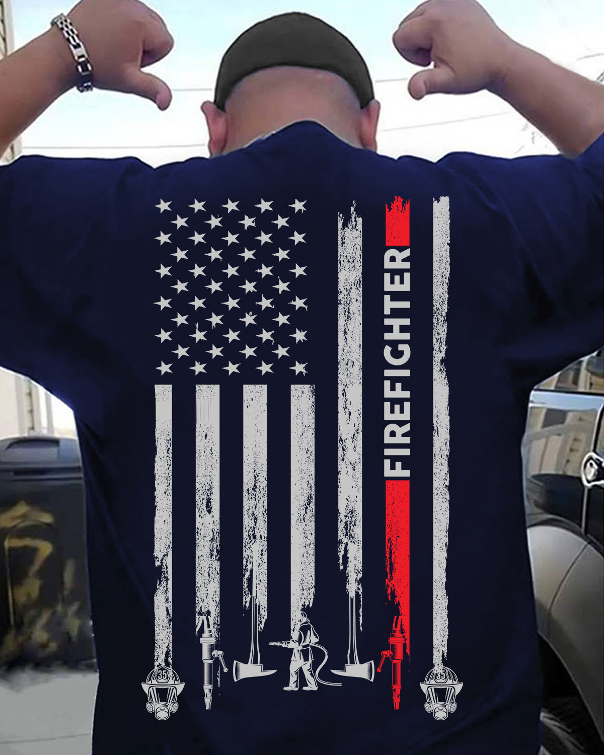 Firefighter the job - America flag, independence day
