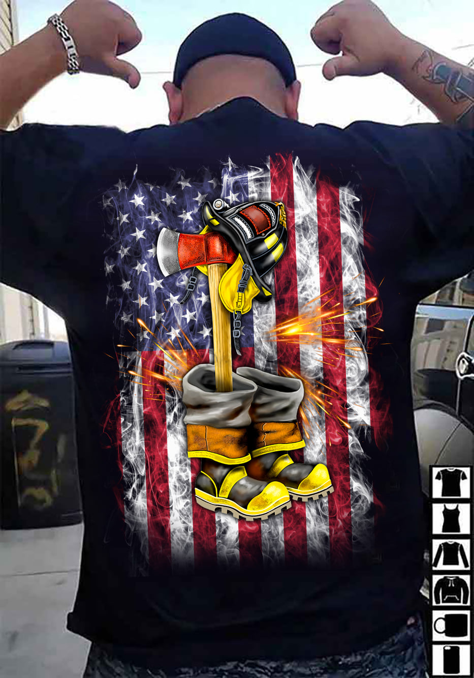Firefighter the job - America flag, the independence day