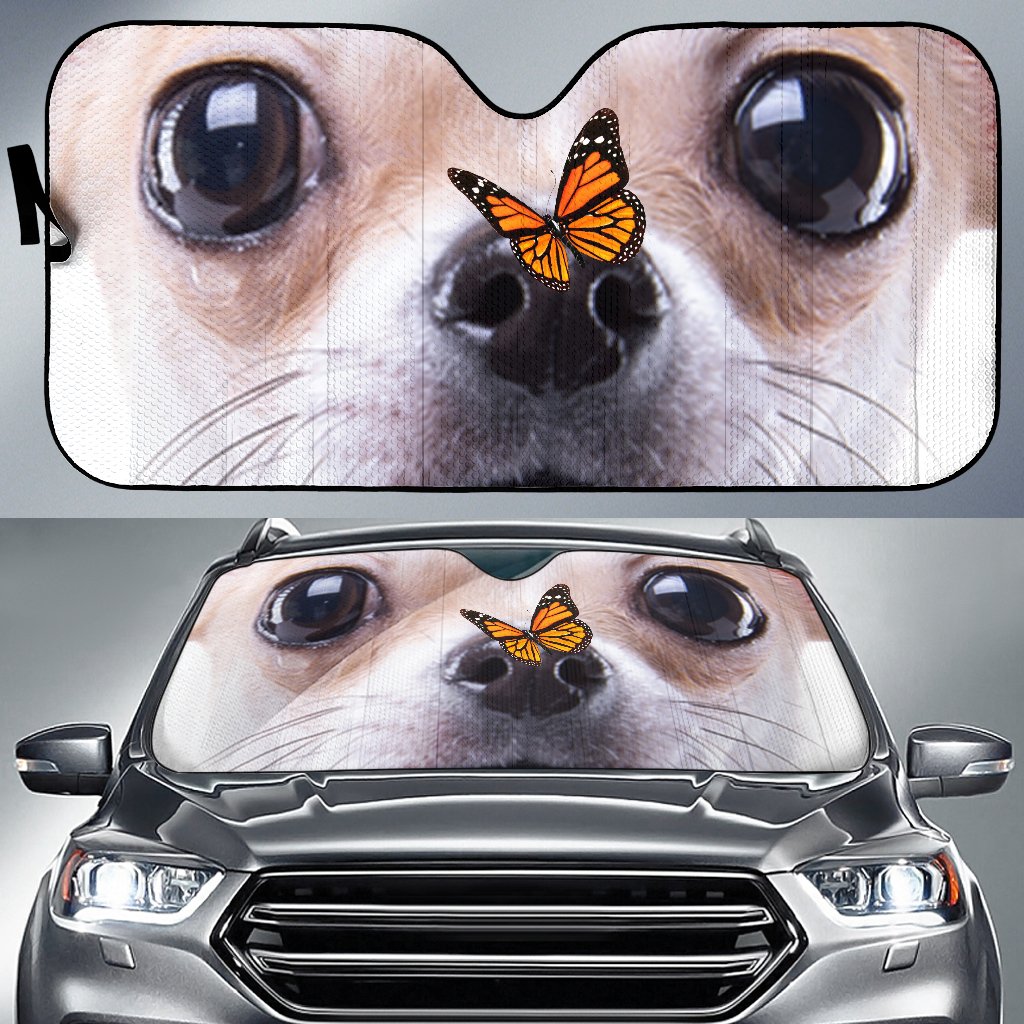 Fun Car Decor Chihuahua Cute Eyes Sun Shade Gift