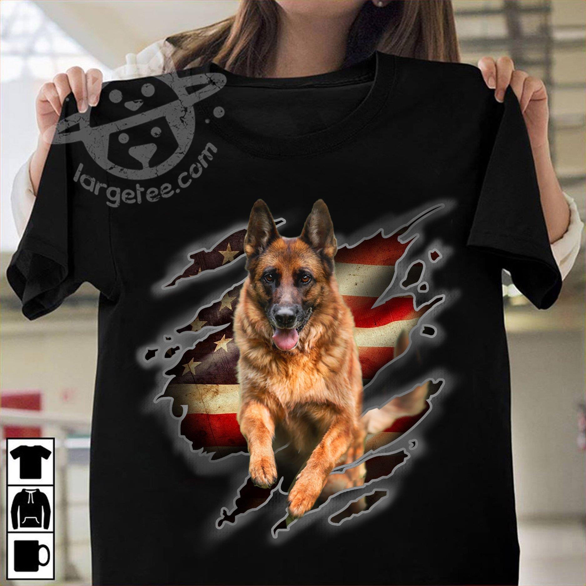 German shepherd dog - America flag, dog lover