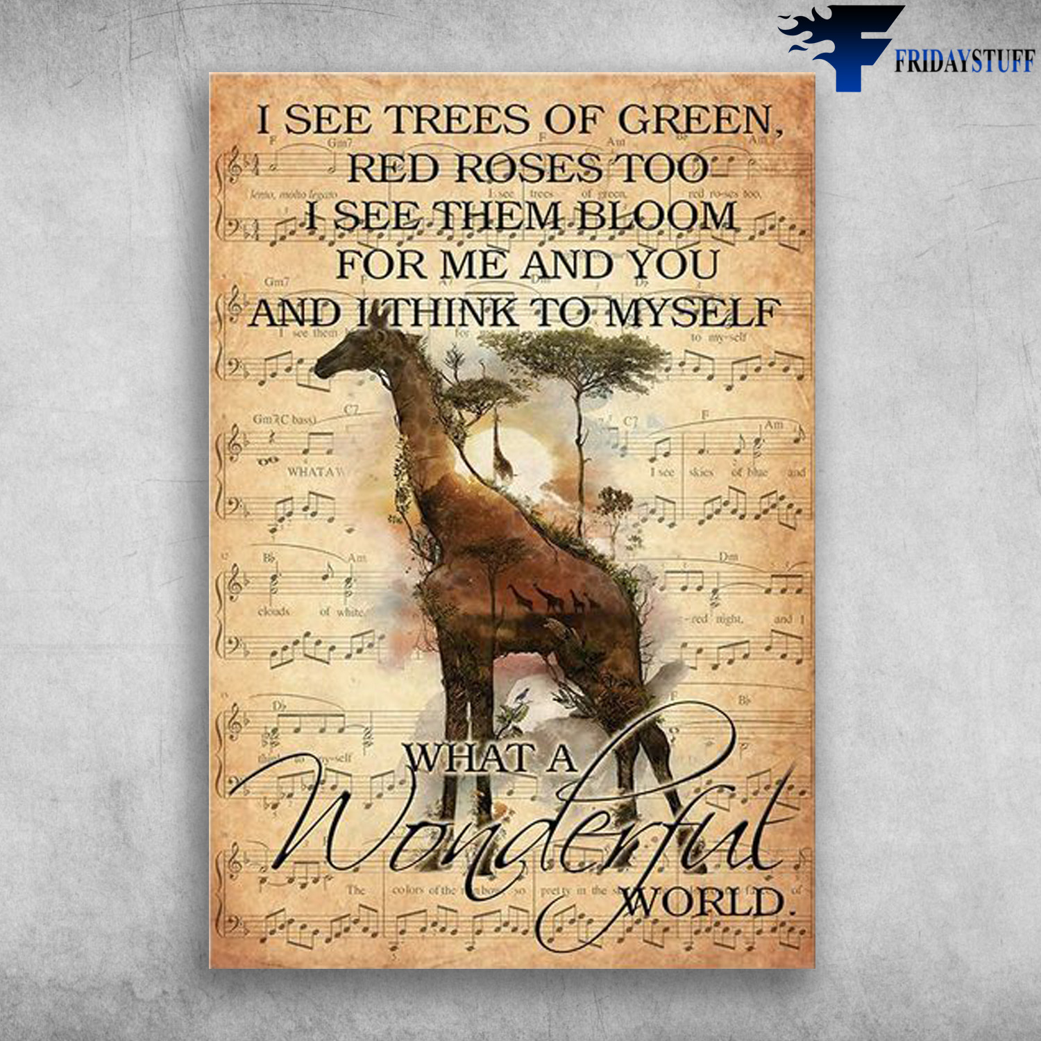 Giraffe Music Sheet - I See Trees Of Green, Red Rose Too, I See Them Bloom, For Me And You, And I Think To Myself, What A Wonderful World