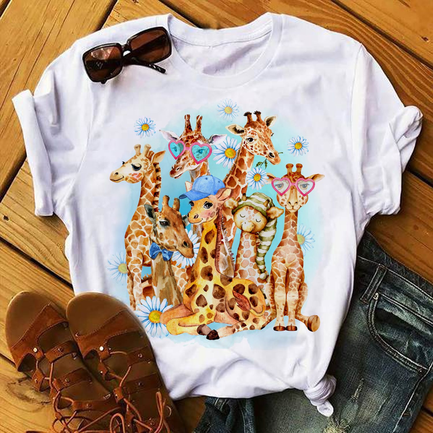 Giraffe family - Giraffe lover, giraffe with sunglasses