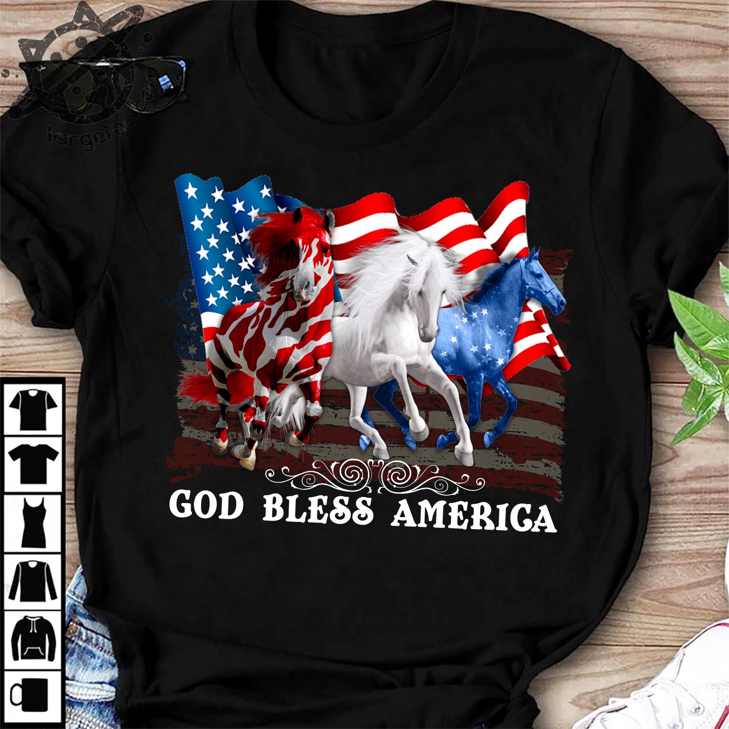 God bless America - Horse and America flag