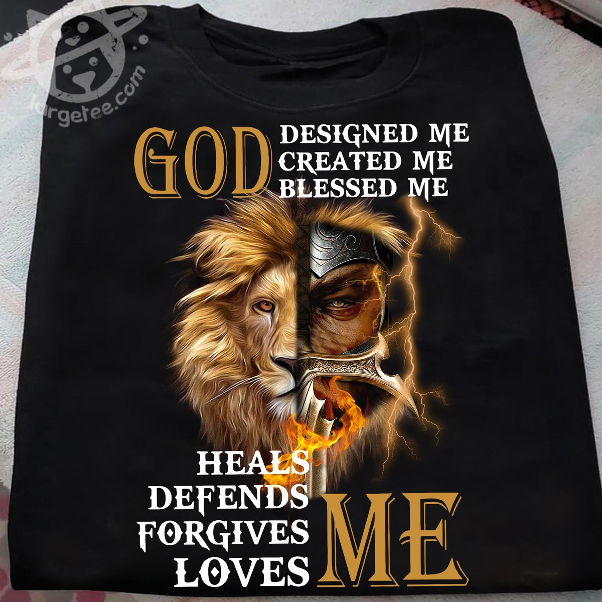 God designed me created me blessed me heals defends forgives loves me - Lion and god