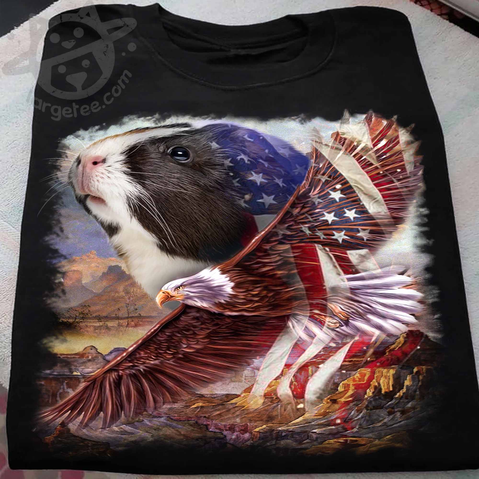 Guinea pig and eagle the symbol of America - America flag, independence day