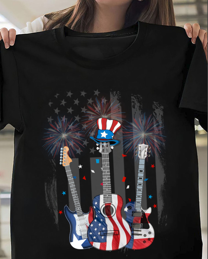Guitar lover - America flag, independence day