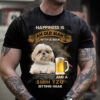 Happiness is an old man with a beer and a Shih Tzu sitting near - Beer lover