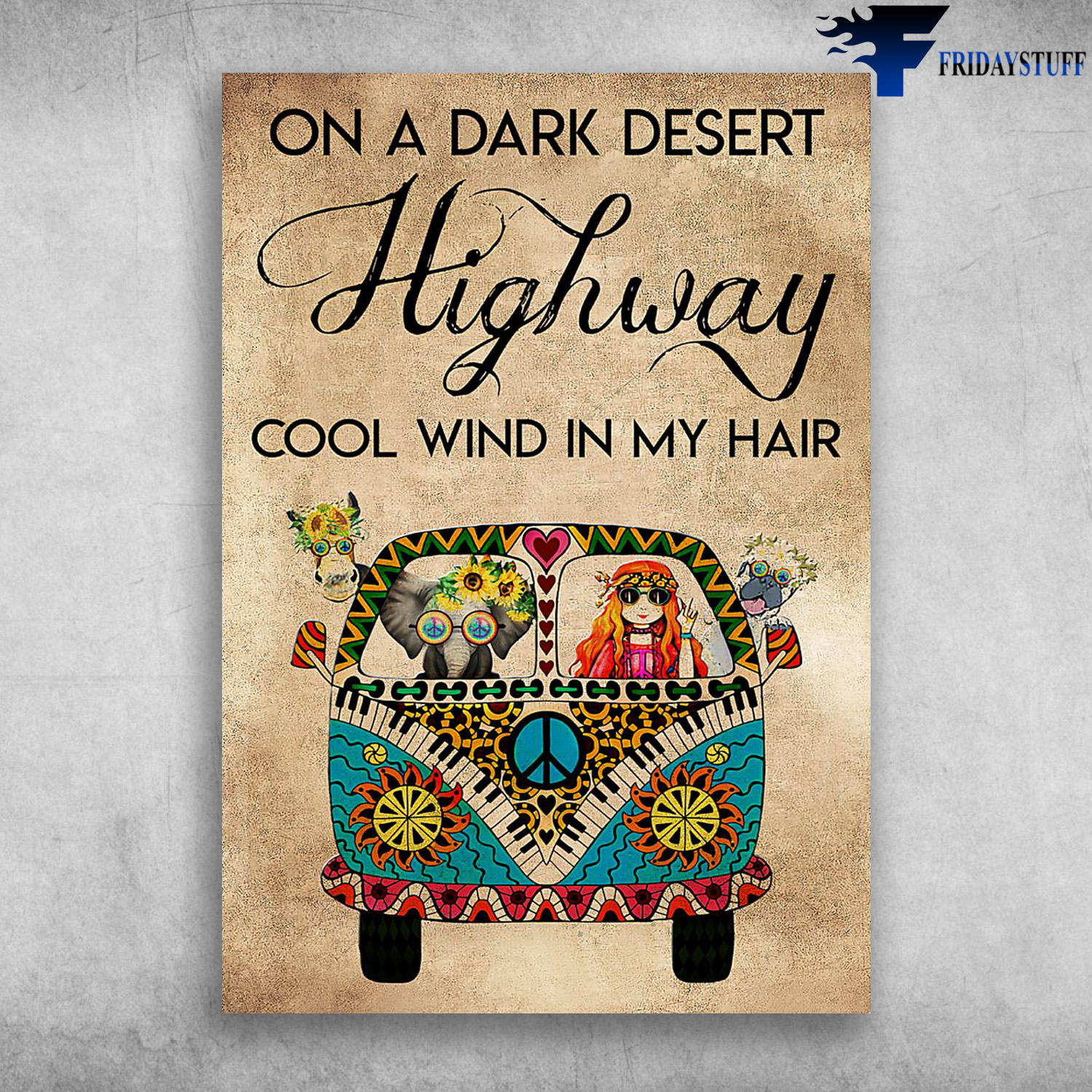 Hippie Girl, Elephant, Truck - On A Dark Desert, Highway Cool Wind In My Hair