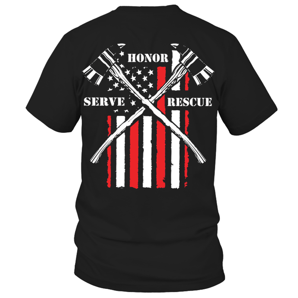 Honor serve rescue - The axe and America flag