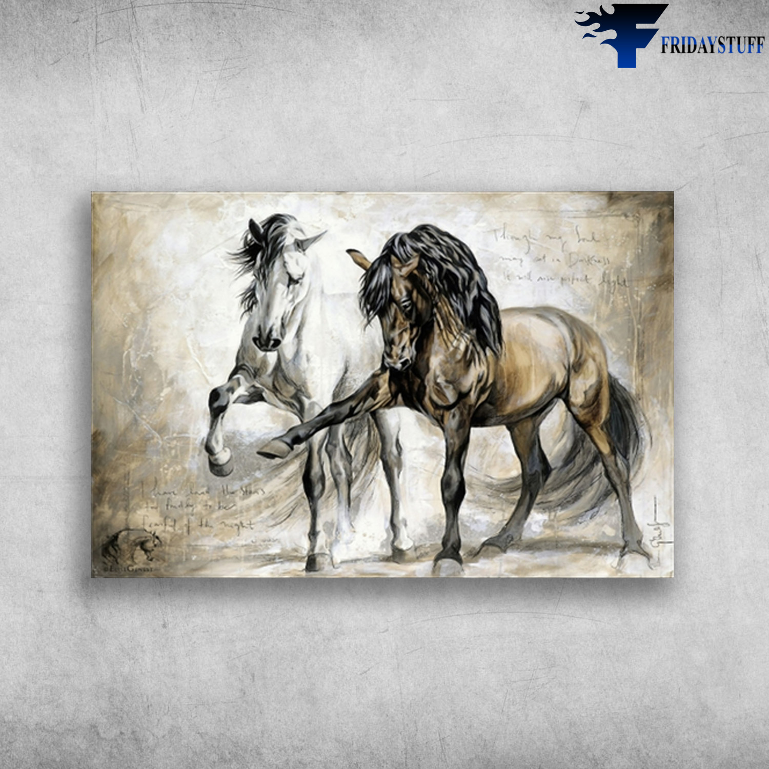 Horse Couple - Black Horse, White Horse