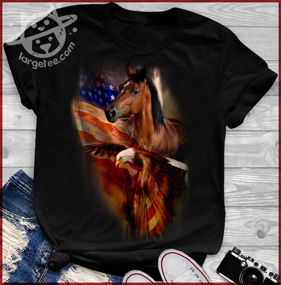 Horse and eagle the symbol of America - America flag, horse lover