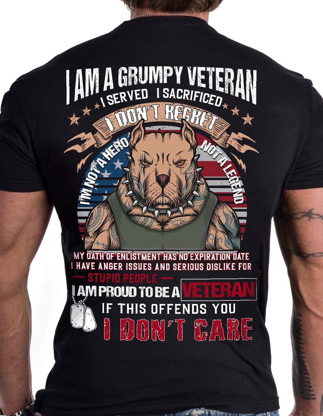 I am a grumpy veteran I don't regret - Pittbull dog