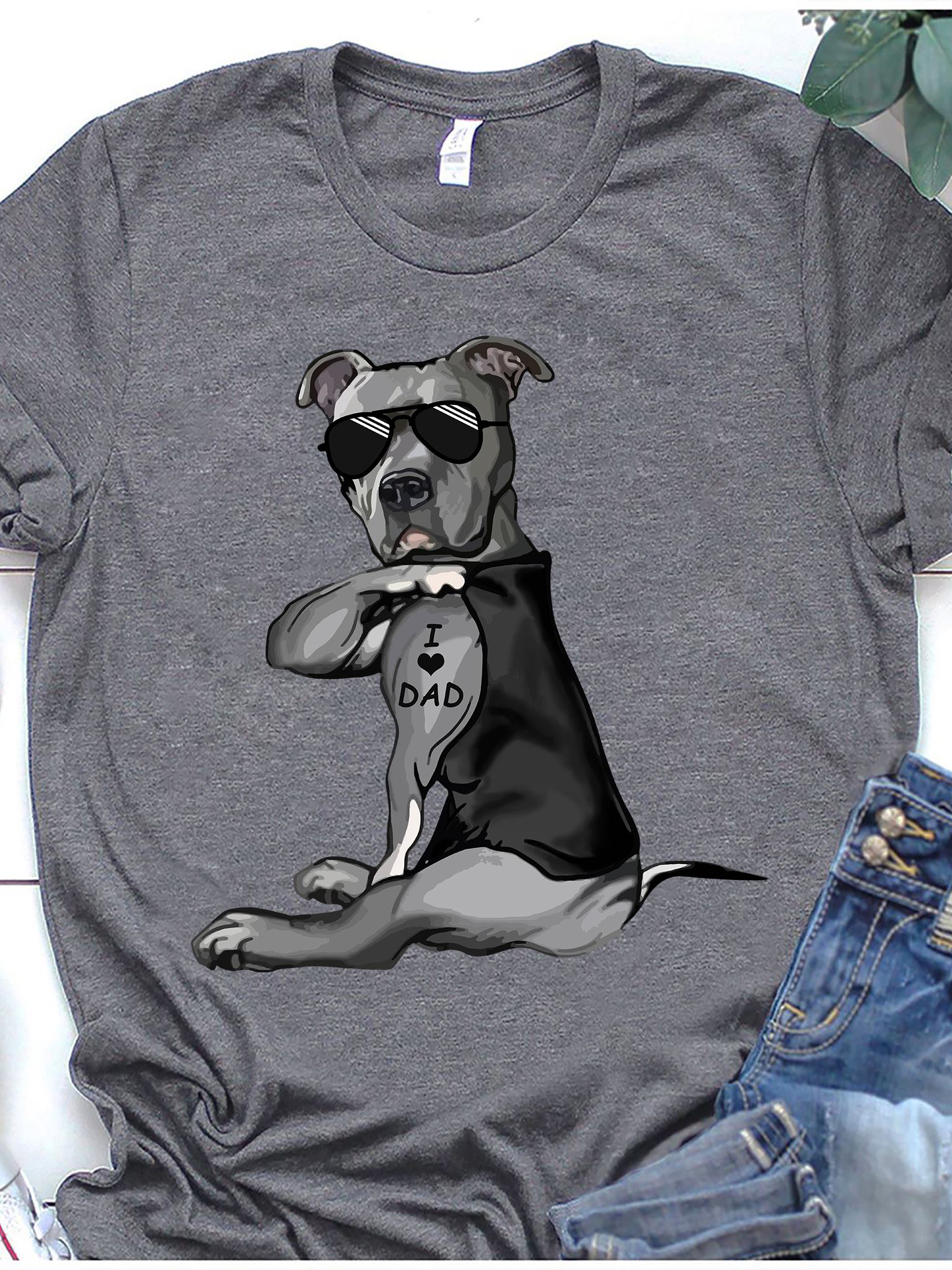 I love dad - Pitbull dog, father's day gift