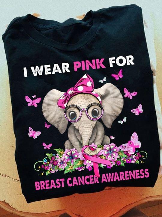 I wear pink for breast cancer awareness - Elephant lover