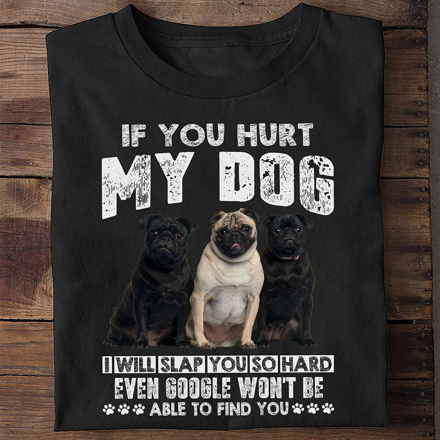 If you hurt my dog I will slap you so hard even google won't be able to find you - Pug dog