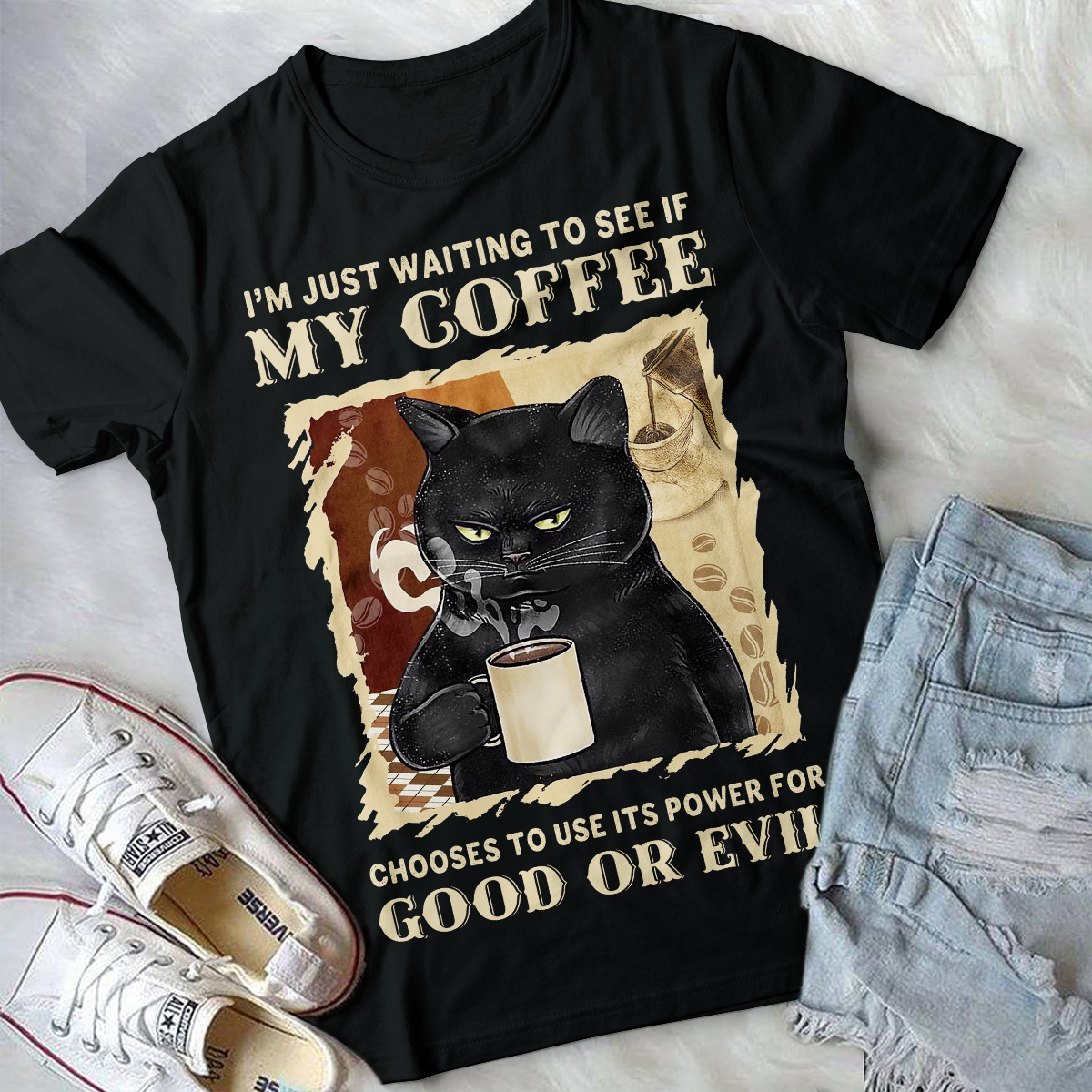 I'm just waiting to see if my coffee chooses to use its power for good or evil - Cat and coffee