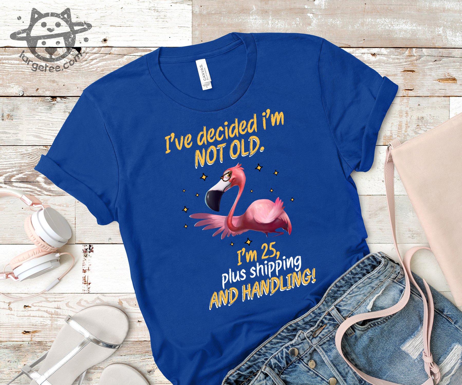 I've decided I'm not old I'm 25, plus shipping and handling - Flamingo lover