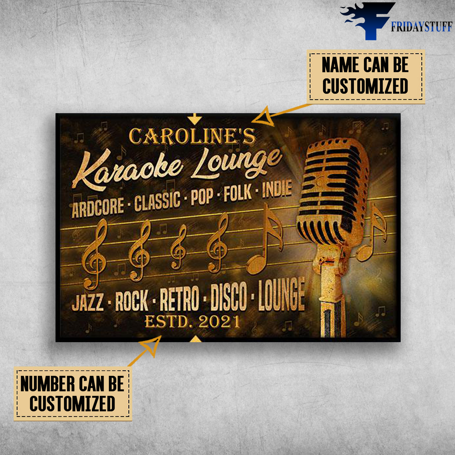 Wijzer schroef Geroosterd Karaoke Lounge, Ardcore, Classic, Pop, Folk, Indie, Jazz, Rock, Retro,  Disco, Lounge Customized Personalized NAME/YEARS - FridayStuff