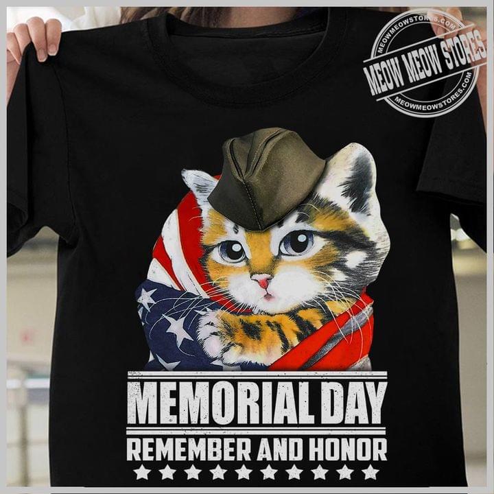 Memorial day remember and honor - Cat lover, America flag