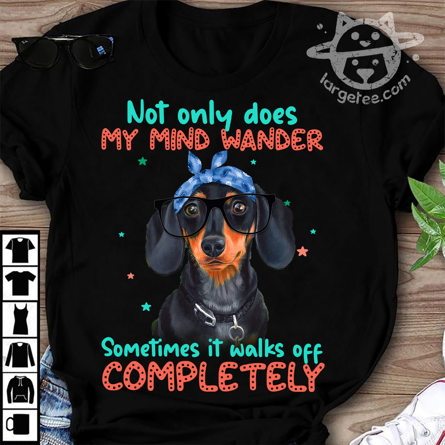 Not only does my mind wander - Dachshund dog with glasses