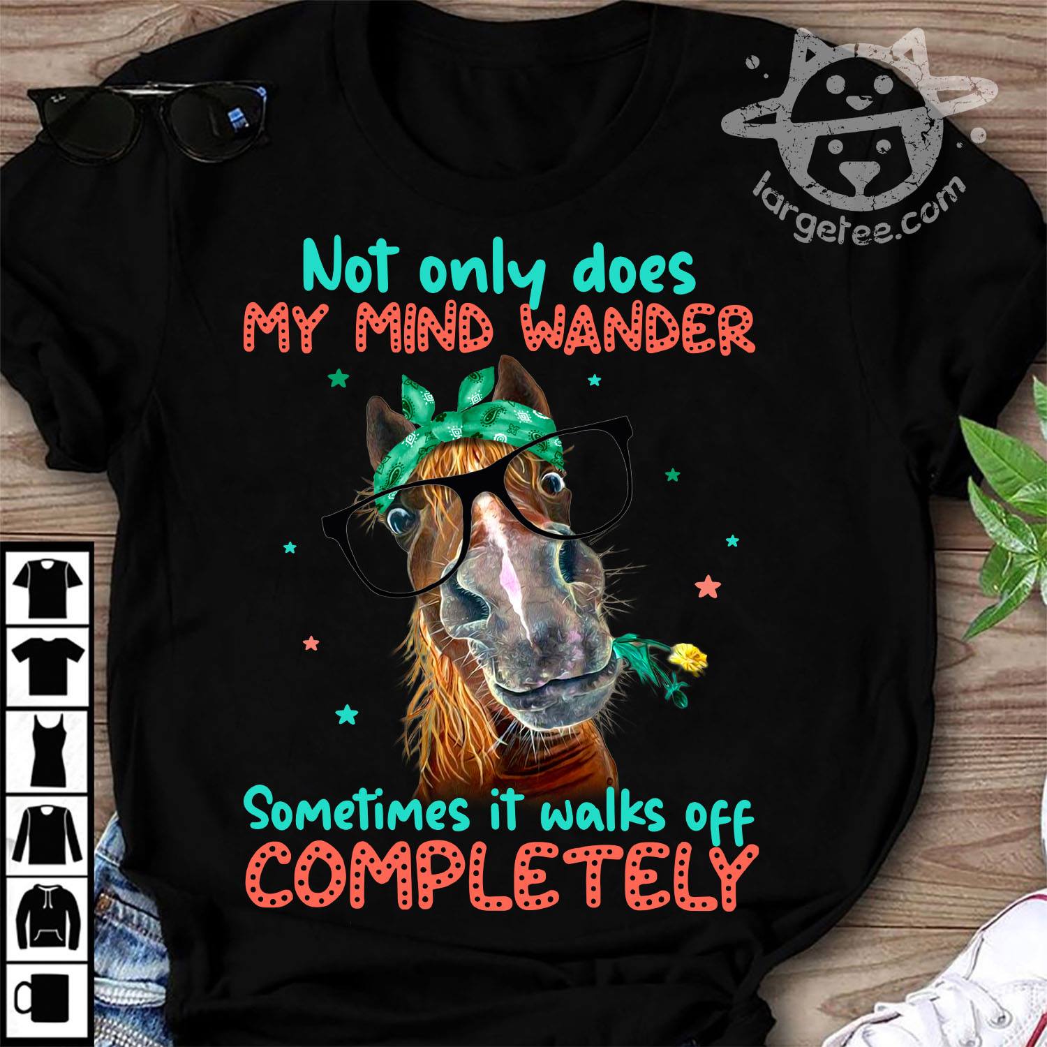 Not only does my mind wander - Horse with glass