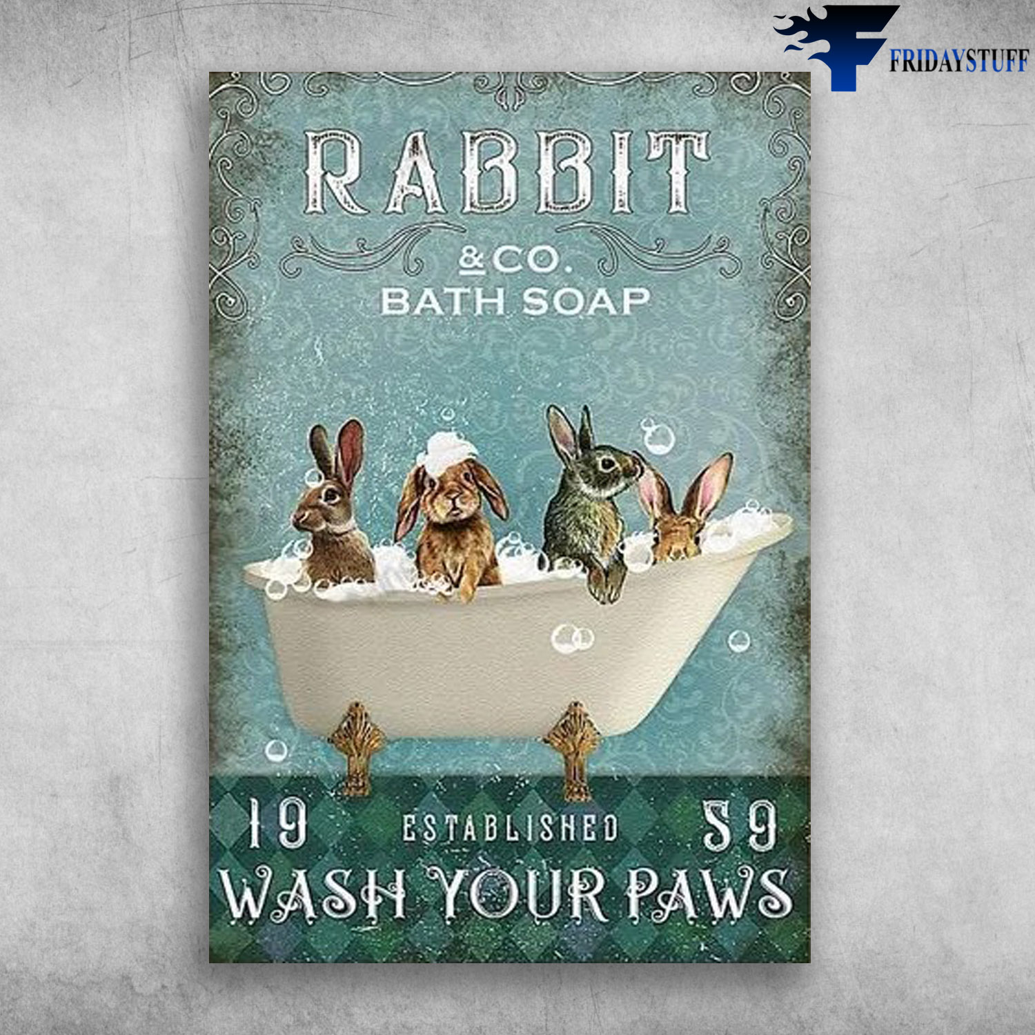 Rabbits In Bath Soap - Rabbit And CO. Bath Soap, 19 Established 56, Wash Your Paws