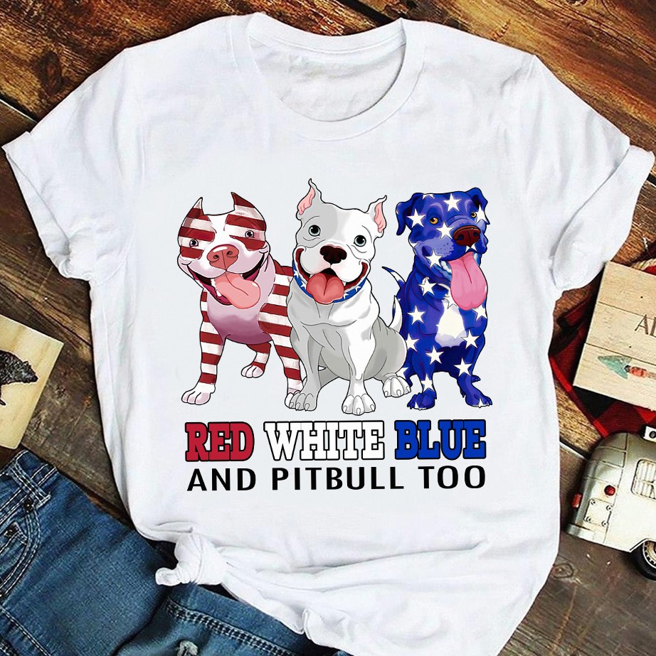 Red white blue and pitbull too - Pitbull dog and America flag